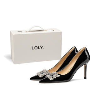 LOLY Patent Leather Slim Heel High Heels 8cm Women's Black