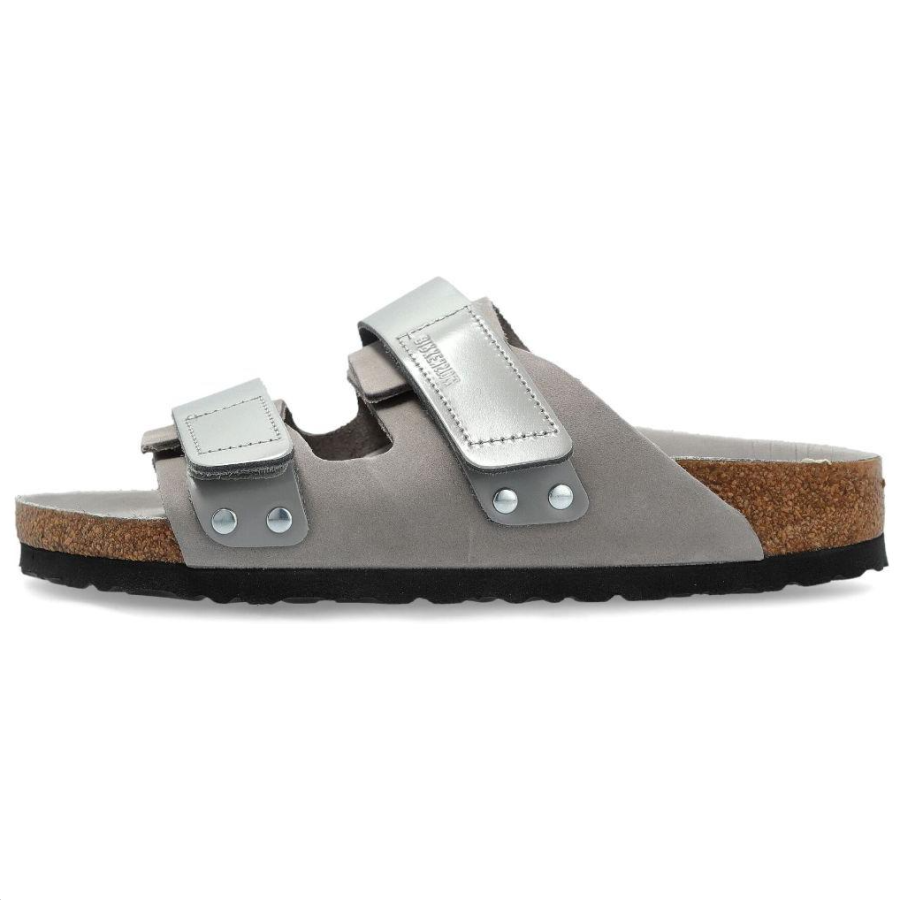 Birkenstock Uji Rubber Sole Slip Resistant Slide Slippers Women's Silver Gray