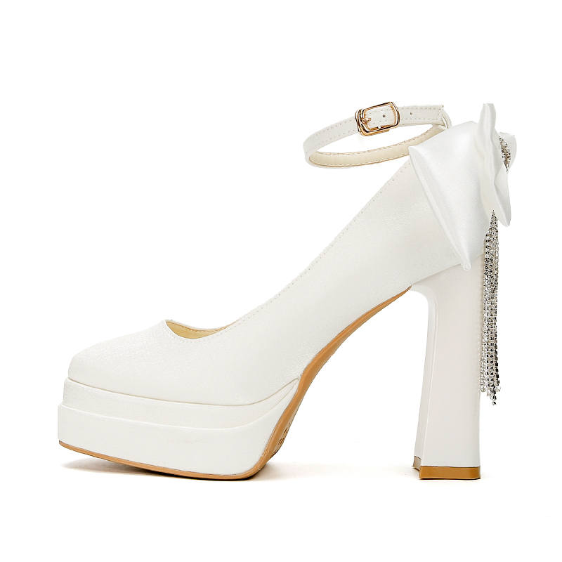 Lanza Lanza Fabric Chunky Heel High Heels Women's White
