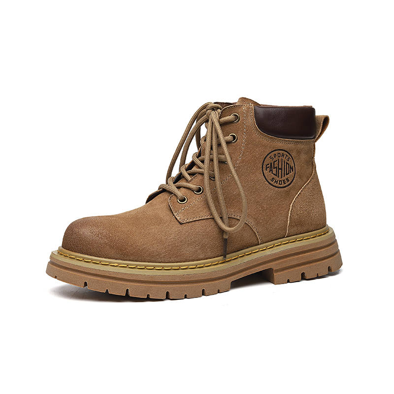 PINYI PINYI Split Pig Leather Short Combat Boots Men's Yellow