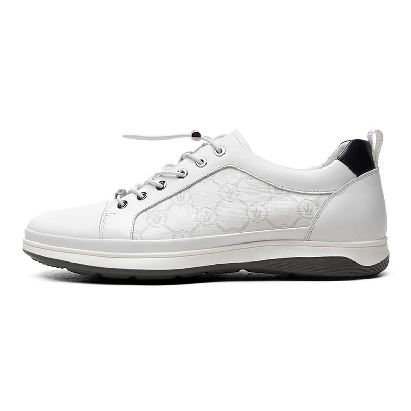 CROWN Cow Leather Low top Casual Shoes Men's White