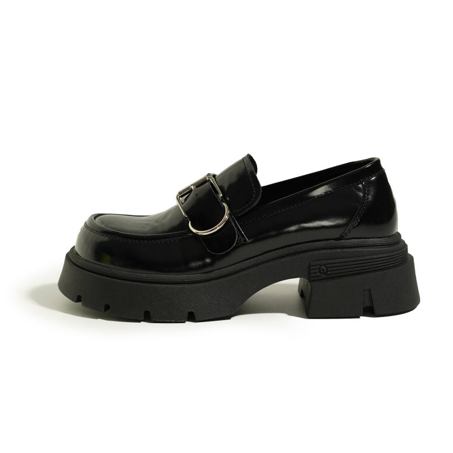 MAYOUYOU Cow Leather Loafers Platform Women's Black