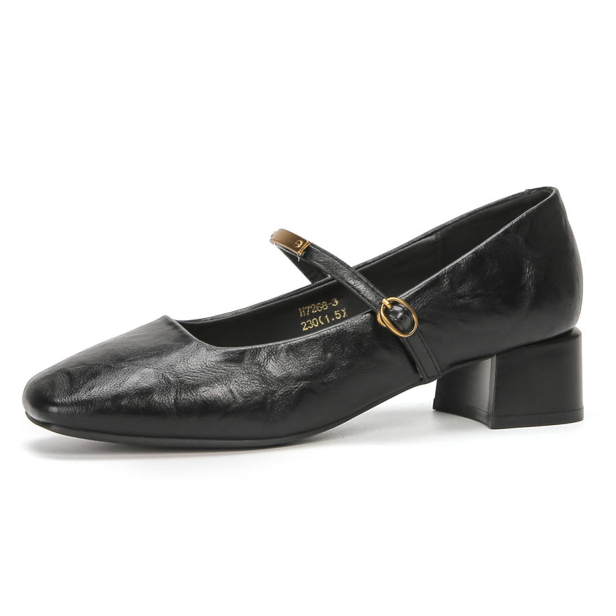Bamiti Like Walking On A Level Surface Microfiber Leather Chunky Heel Mary Jane Shoes 4cm Women's