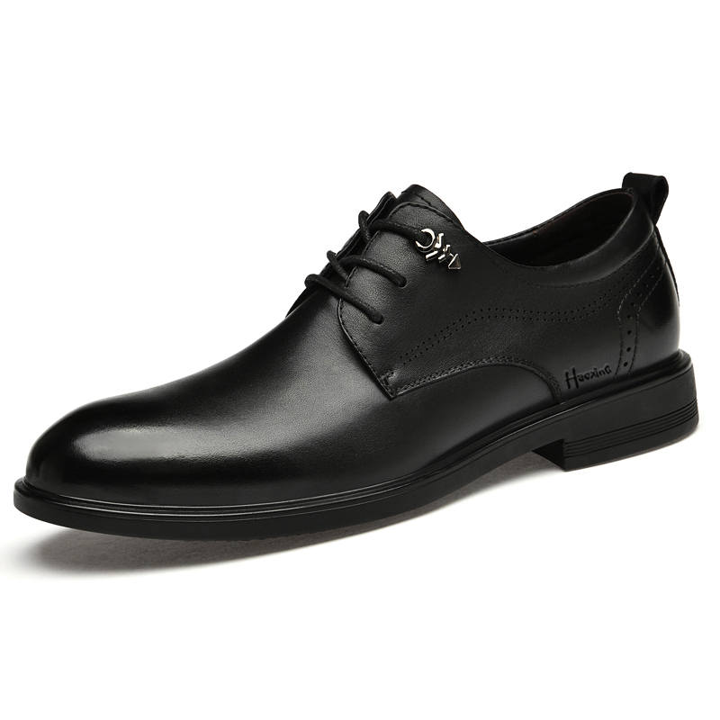 HAOXING Top Grain Cow Leather Dress Shoes Men's Black