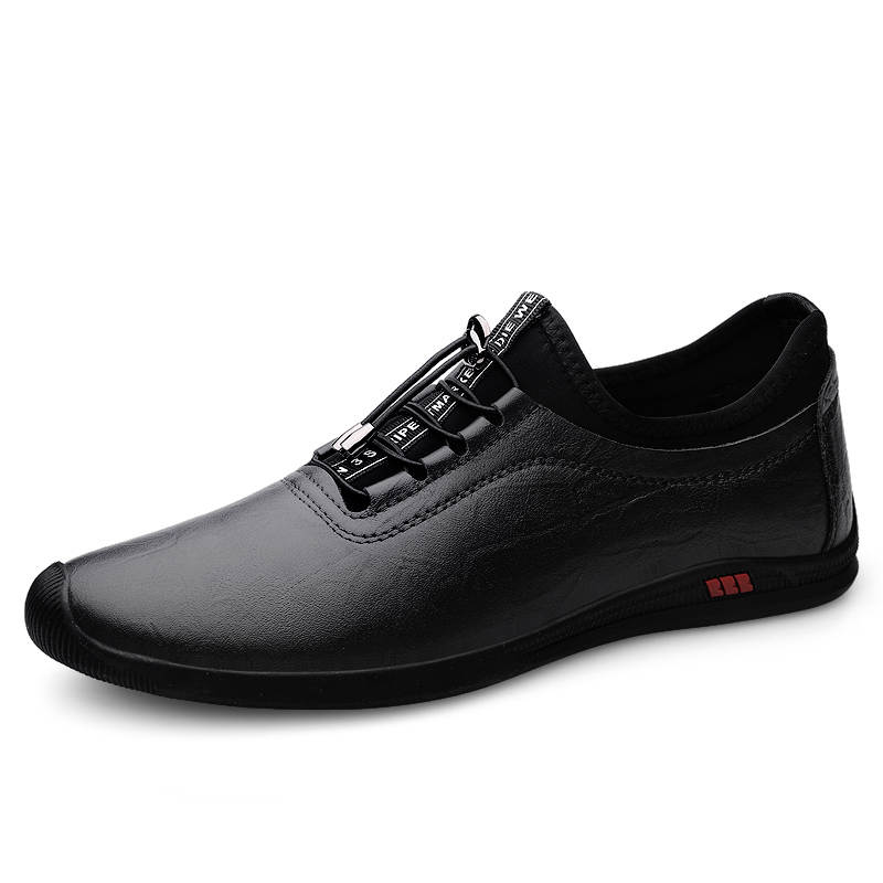 XIMO BULL Cow Split Leather Men's Casual Shoes Men's Black