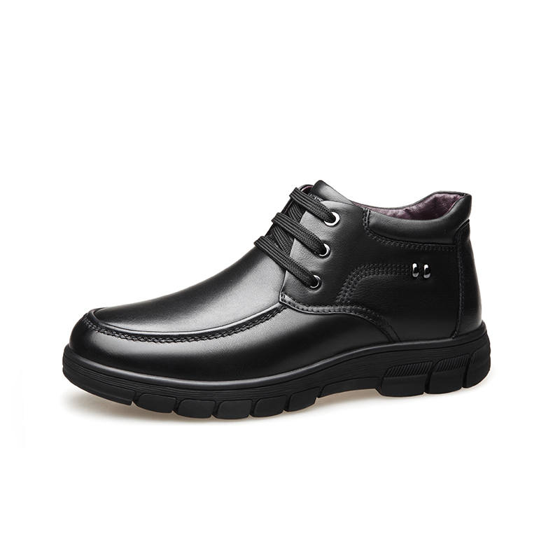 LAORENTOU Casual Leather Shoes Men's Mid Top Black