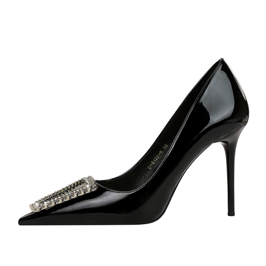 QITUMAUL Patent Leather Slim Heel High Heels Women's