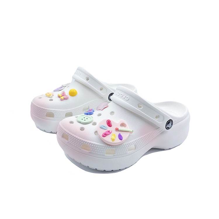 Crocs Classic Platform Lined Clog Naive Pink EVA Fashion Clogs Women's White Pink