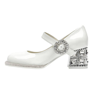 SHOESZOOO French Elegance Preppy Style Single Button Chunky Heel Mary Jane Shoes 6CM Women's White