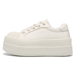 BDED Cow Split Leather Cushioning Low top Skateboard Shoes Women's Ecru
