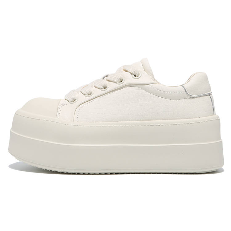 BDED Cow Split Leather Cushioning Low top Skateboard Shoes Women's Ecru