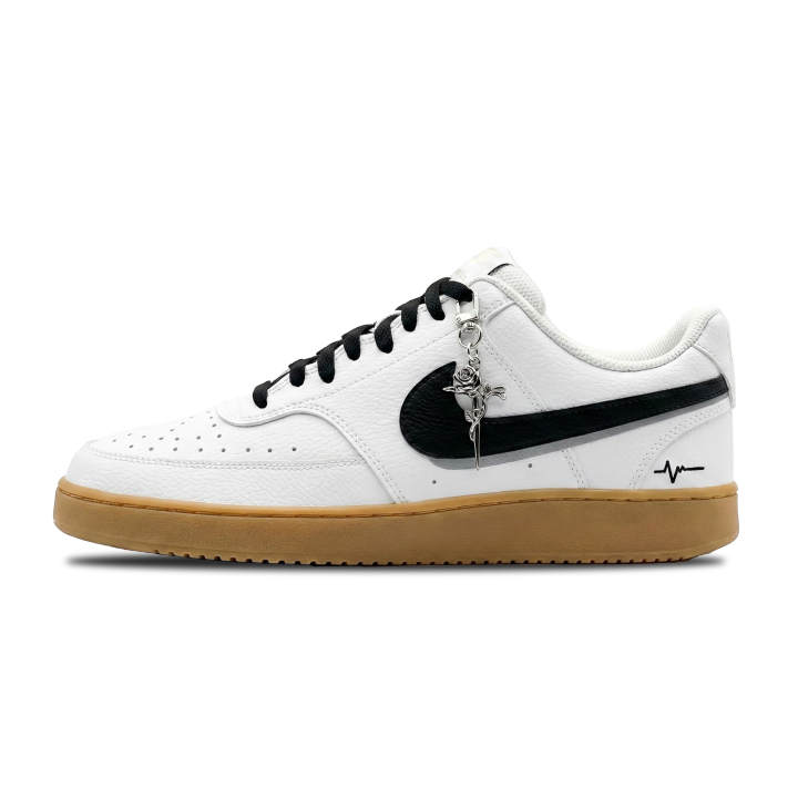 Nike Nike Court Vision 1 Hidden Signal Coverage Abrasion Resistant Low top Skateboard Shoes Unisex Black White