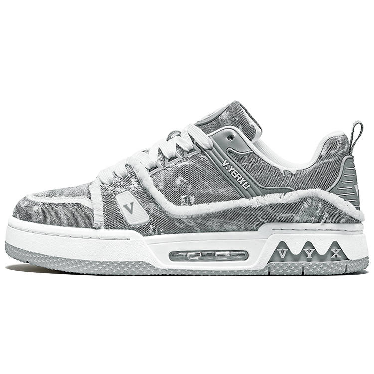 V.YERXU Air Trainer Fashion Trend Classic Vintage Low top Casual Shoes Men's Light Gray