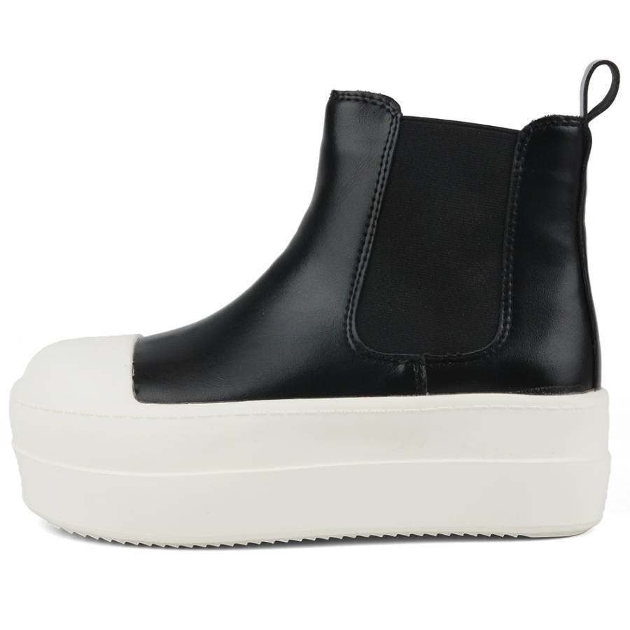WENPU Short Chelsea Boots Platform Women's Black