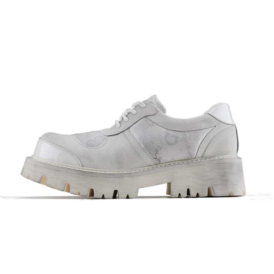 HANQIAORIJI Year Of The Dragon Collection Cow Split Leather Casual Shoes Men's White