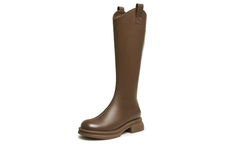 Teenmix Elegance Platform V Neck Fleece Lined Thermal Knee high Boots 4cm Women's Black
