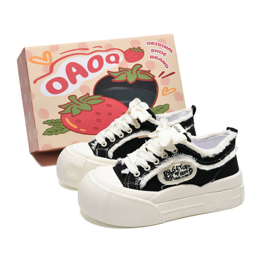 OAOQ Canvas Height Increasing, Abrasion Resistant, Lightweight, And Breathable Low top Casual Shoes Women's