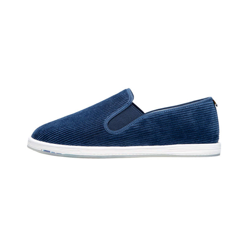 BIANFUMAO Suede Men's Casual Shoes Old Beijing Cloth Shoes Slip on Men's Navy Blue