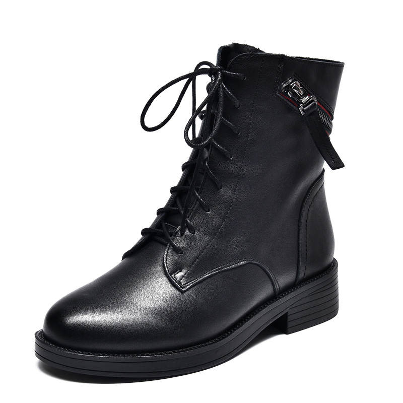 Devanro Devanro Top Grain Cow Leather Ankle Boots Women's Black