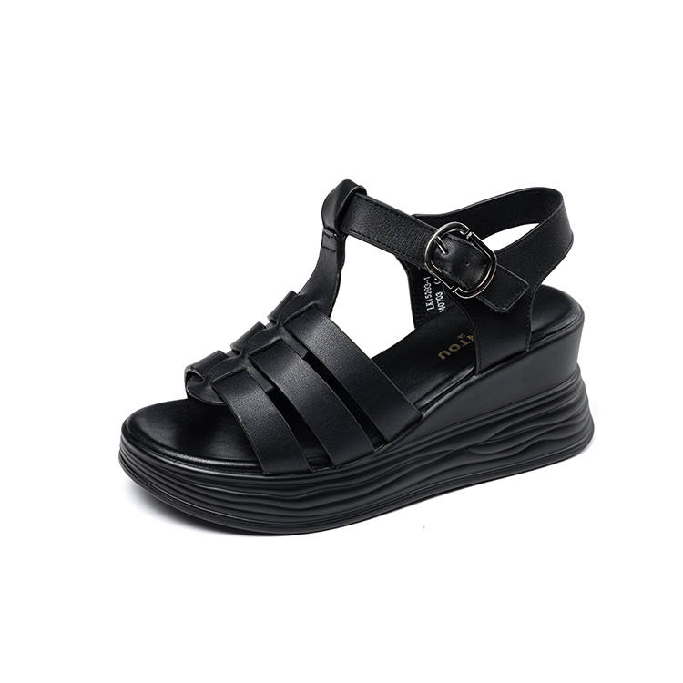LAORENTOU Top Grain Cow Leather Roman Sandals 4.5cm Women's