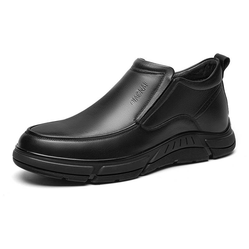 QIAONAI Cow Leather Fleece Lined Thermal High Top Business Men's Casual Shoes Men's