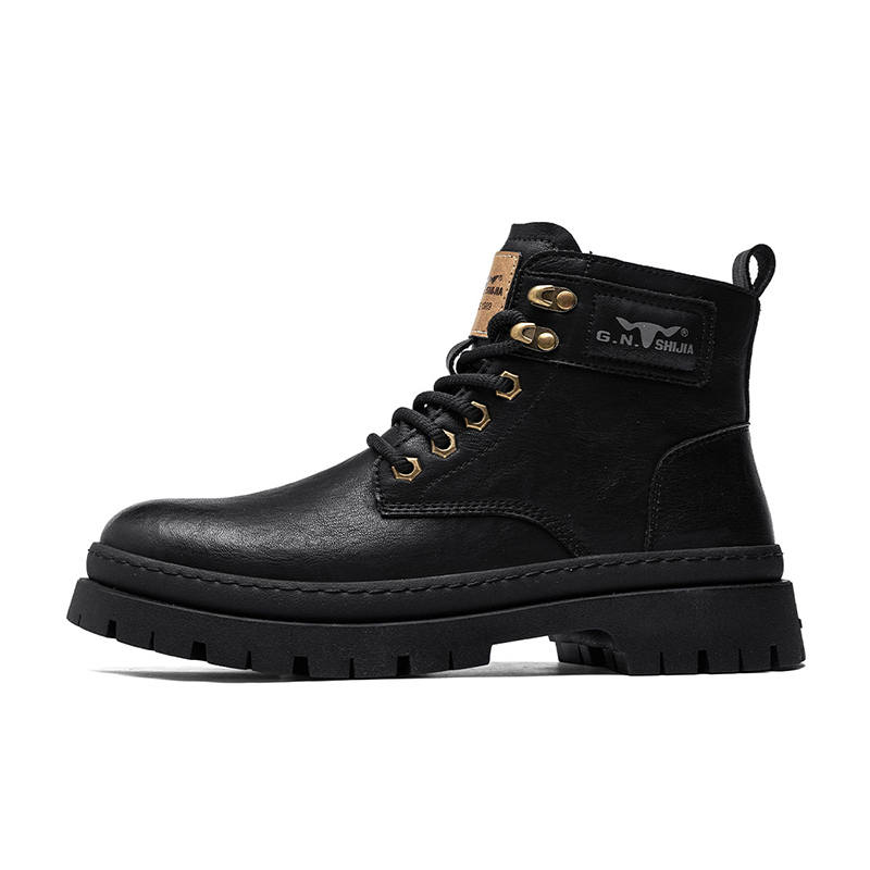 G.N.SHIJIA Synthetic Leather Short Combat Boots Men's