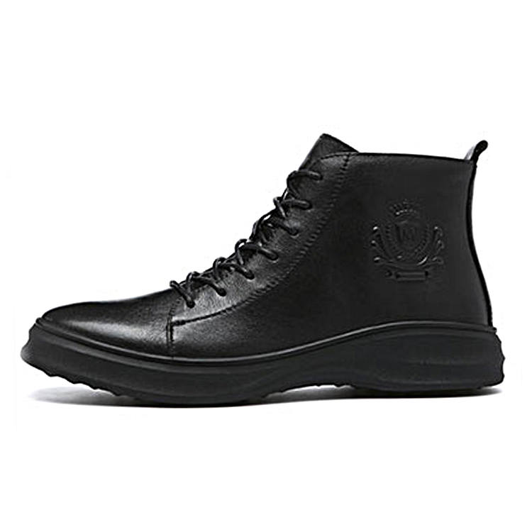 YEDANI Top Grain Cow Leather Short Combat Boots 4cm Men's Black