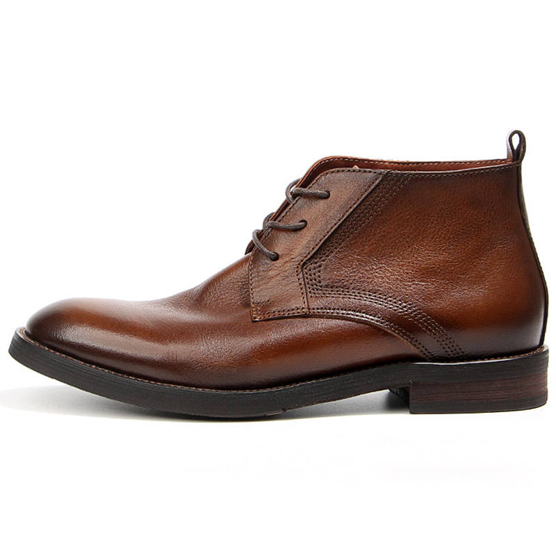 DIENGRLEY Top Grain Cow Leather Short Combat Boots Men's