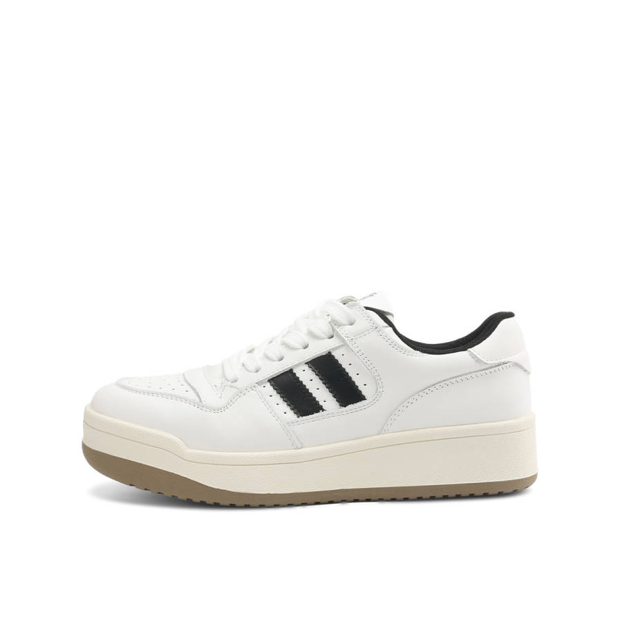 BOERDIQI White Sneakers Top Grain Cow Leather Low top Skateboard Shoes Women's