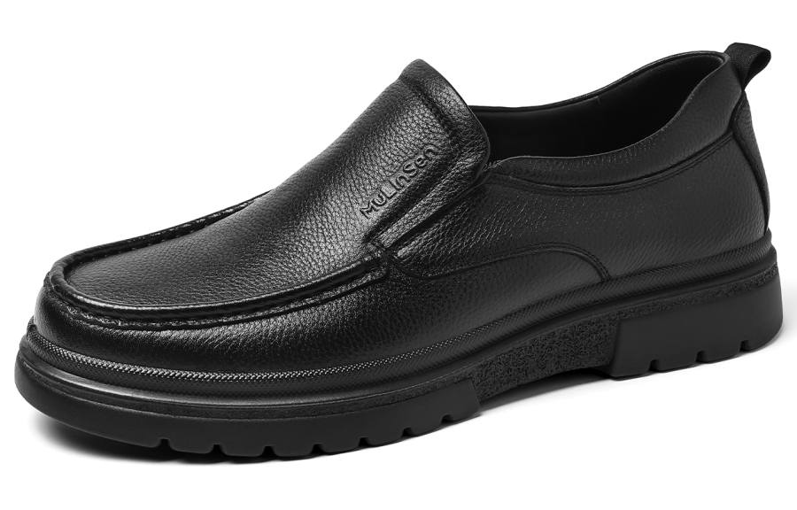 Mulinsen Top Grain Cow Leather Casual Shoes Men's Black