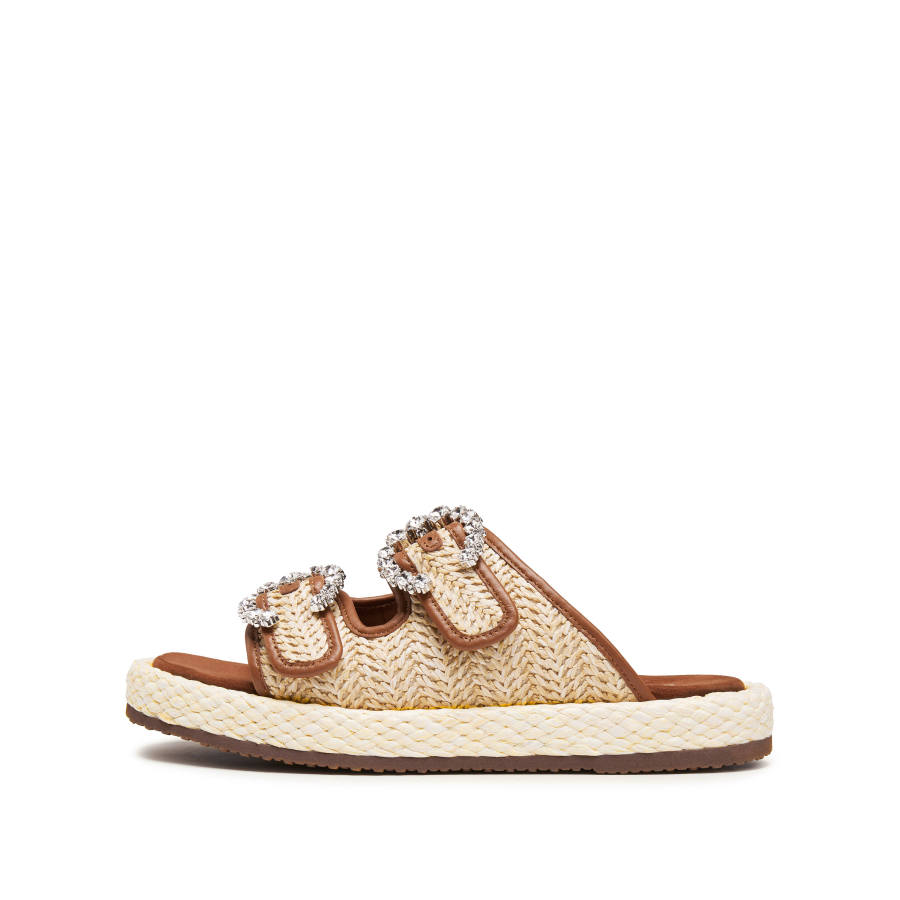 Staccato Rubber Sole Slip Resistant Slip Resistant Slide Slippers Women's Wheat Orchard Apricot Brown