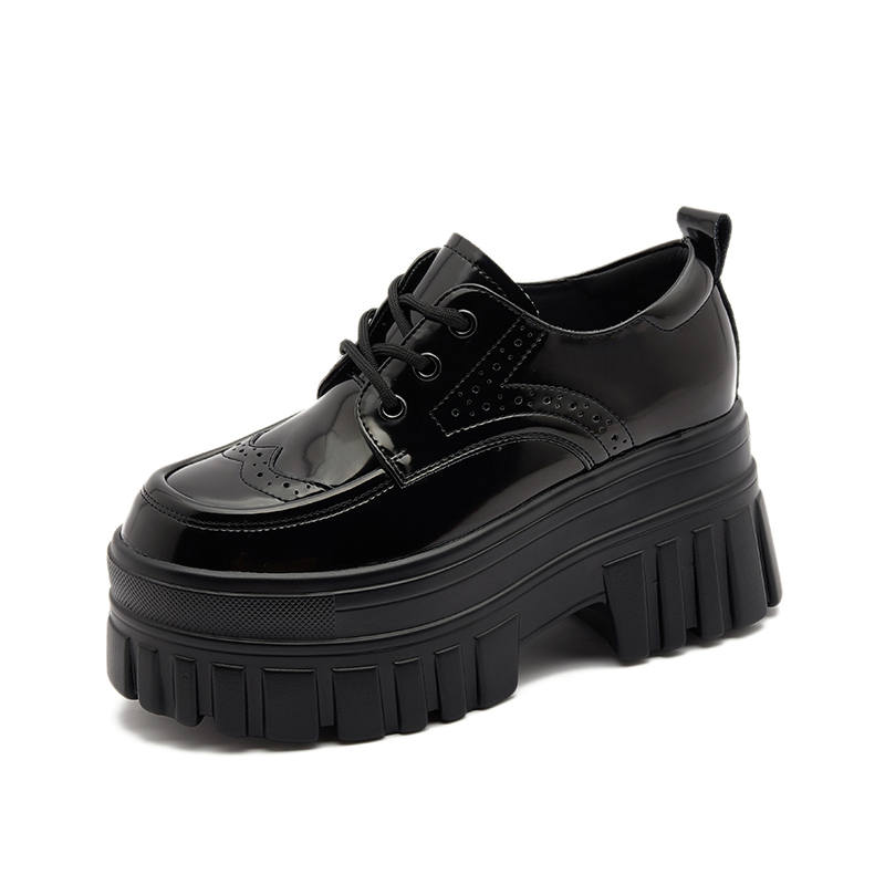 MILANLIANGE Patent Leather Loafers 8cm Women's