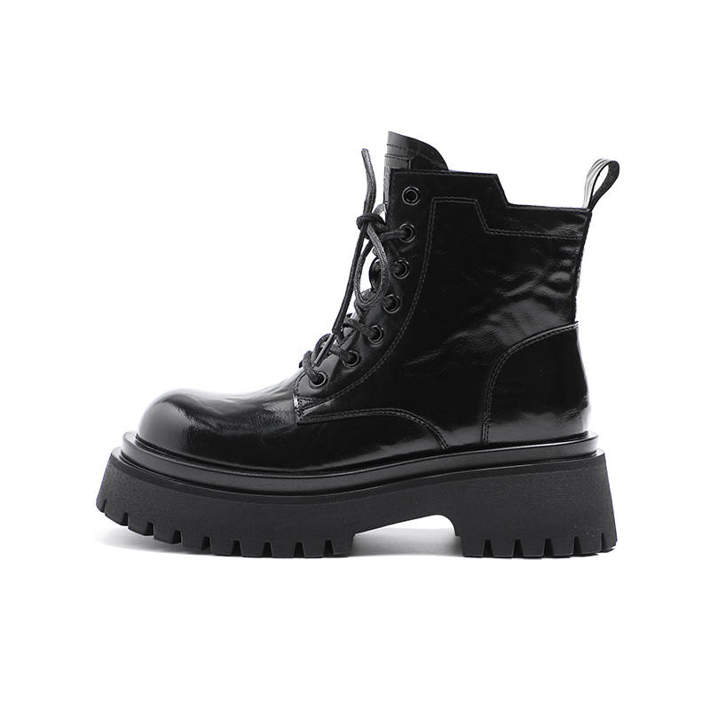 MIS. DANNY MIS. DANNY Cow Split Leather Short Combat Boots 6CM Women's
