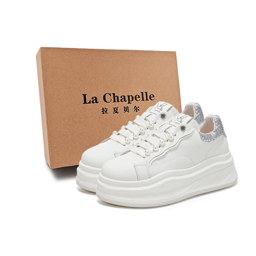 La Chapelle Elegant Style Slip Resistant Abrasion Resistant Low top Skateboard Shoes Women's Silver