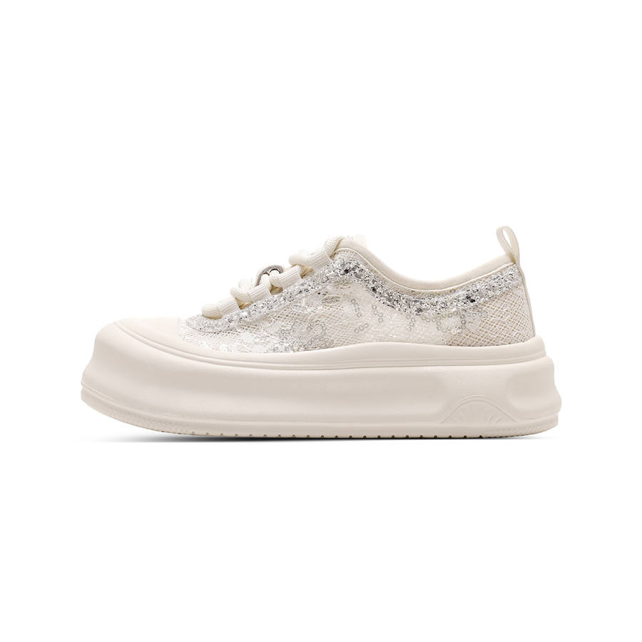 C°BANNER Fabric Abrasion Resistant Low top Skateboard Shoes Women's Beige