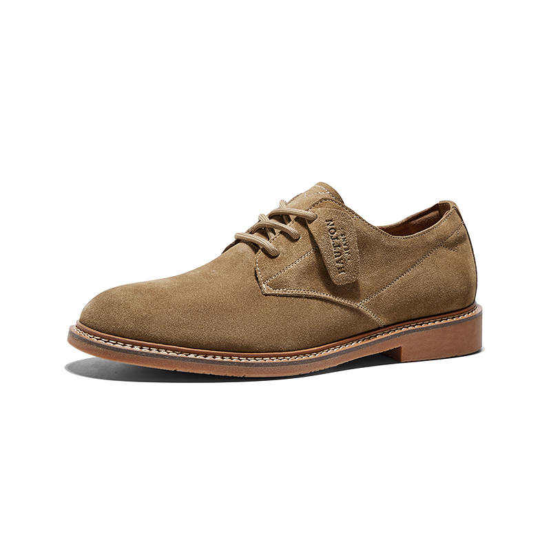 Hautton Jeans Cow Split Leather Casual Leather Shoes Men's Camel