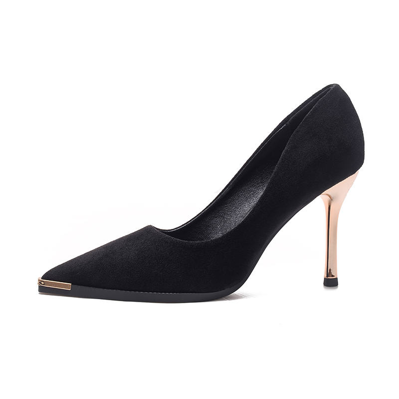 YAFEI XUANYU Suede Slim Heel High Heels Women's Black