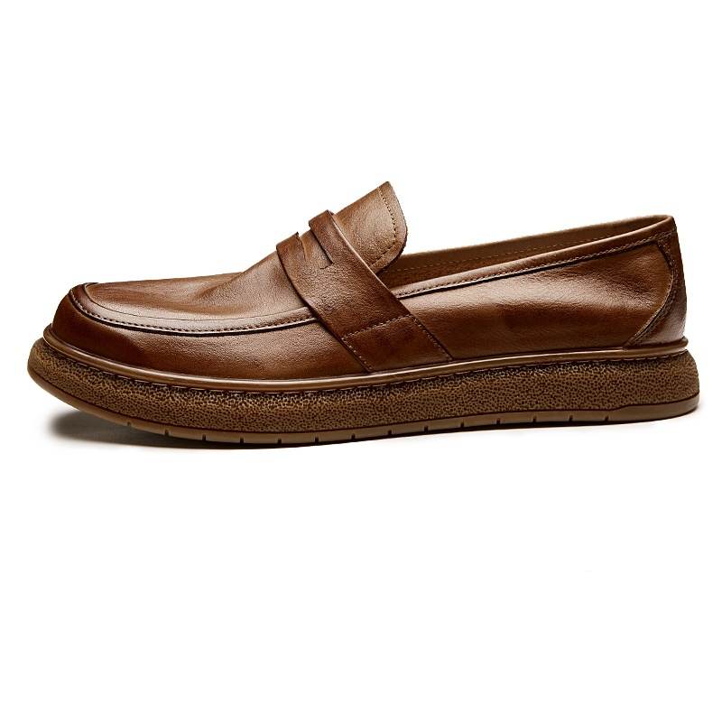 Brounvanm Brounvanm Top Grain Cow Leather Loafers 3cm Men's