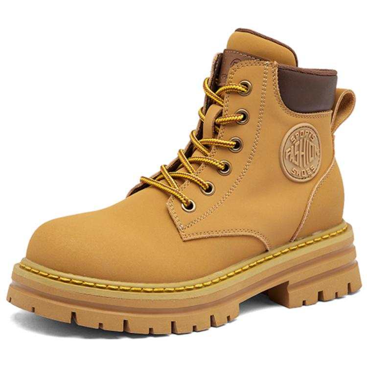 JIJILANGPIN Cow Split Leather Short Combat Boots 5.5cm Unisex Yellow