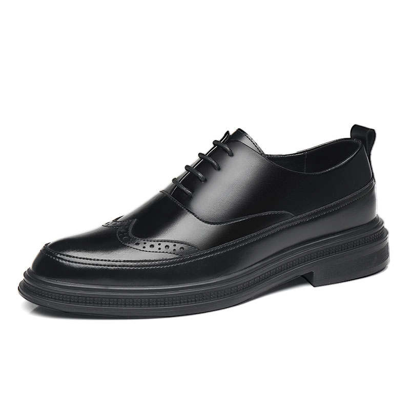 Shanpijiang Cow Split Leather Dress Shoes Men's Black