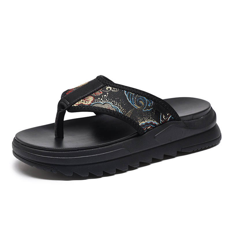SENJIALUO EVA Stitching Odor Resistant, Abrasion Resistant Flip Flops Men's Black