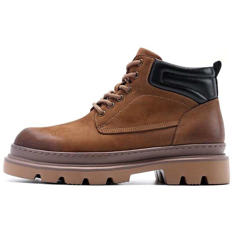 Satchi Satchi Cow Leather Short Combat Boots 4cm Men's Brown
