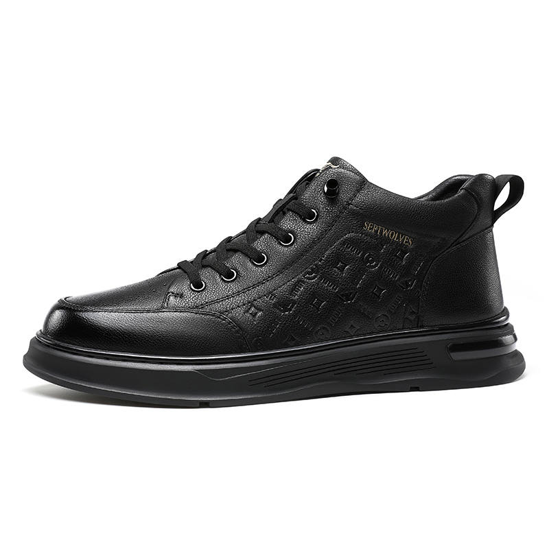 SEPTWOLVES Top Grain Cow Leather Thermal Slip Resistant High top Fleece Lined Skateboard Shoes Men's HD