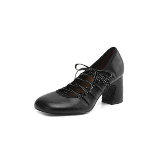 MOLIN Cow Leather Chunky Heel Mary Jane Shoes 7.0cm Women's