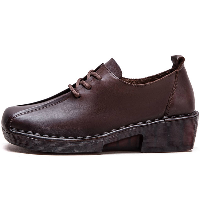 JIEZHOU Top Grain Cow Leather Casual Shoes 4cm Women's