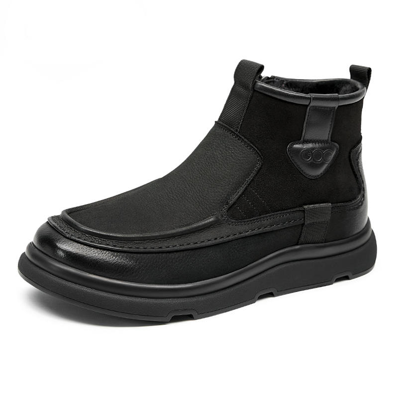 GOG Top Grain Cow Leather Fashion Fleece Lined Thermal Ankle Boots Men's