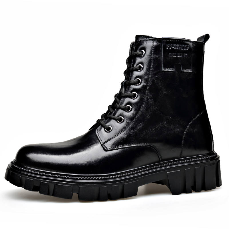 SHUPATE SHUPATE Top Grain Cow Leather Short Combat Boots Men's