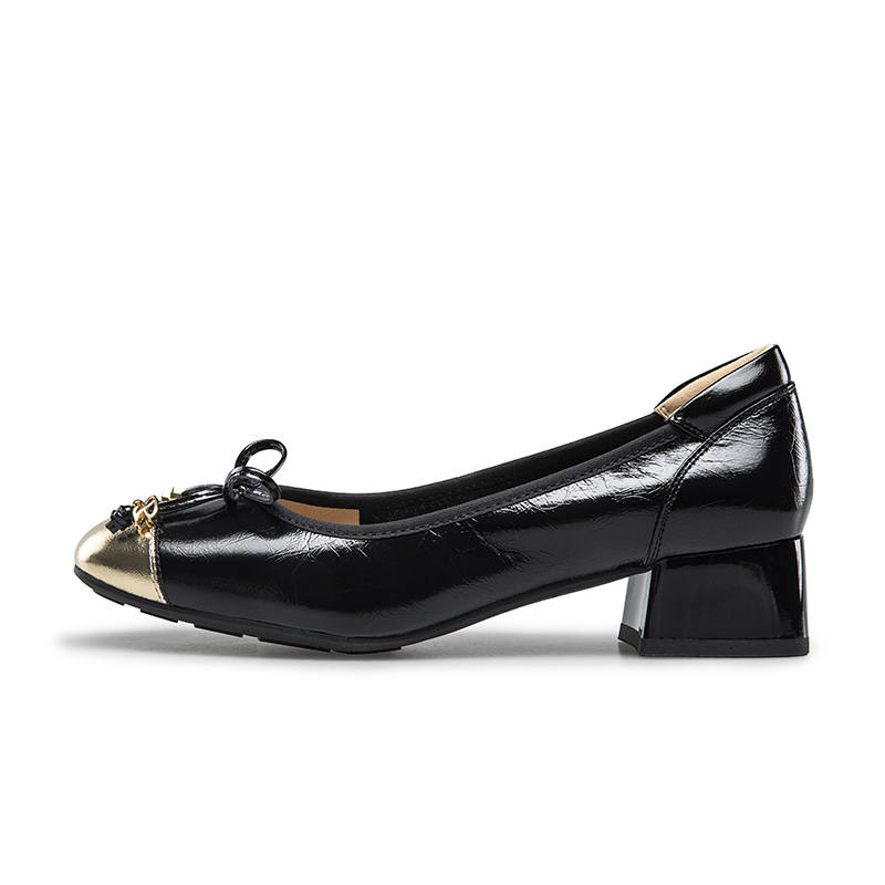 KANGNAI Cow Leather Chunky Heel High Heels Women's