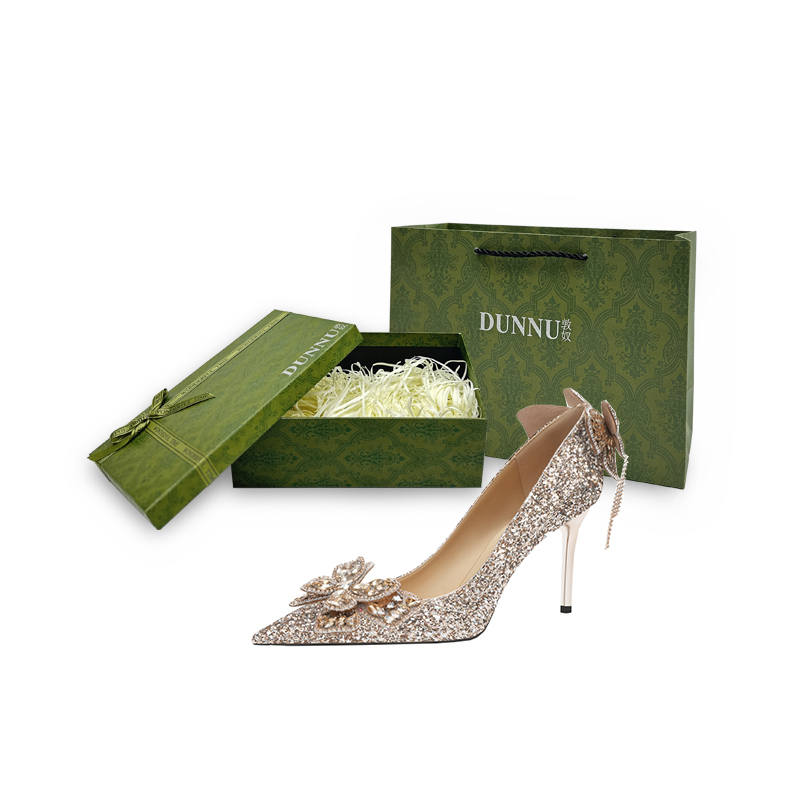 DUNNU Leather Slim Heel High Heels 8cm Women's Box Included