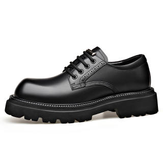 LUOMENG Cow Split Leather Men's Casual Shoes Men's Black